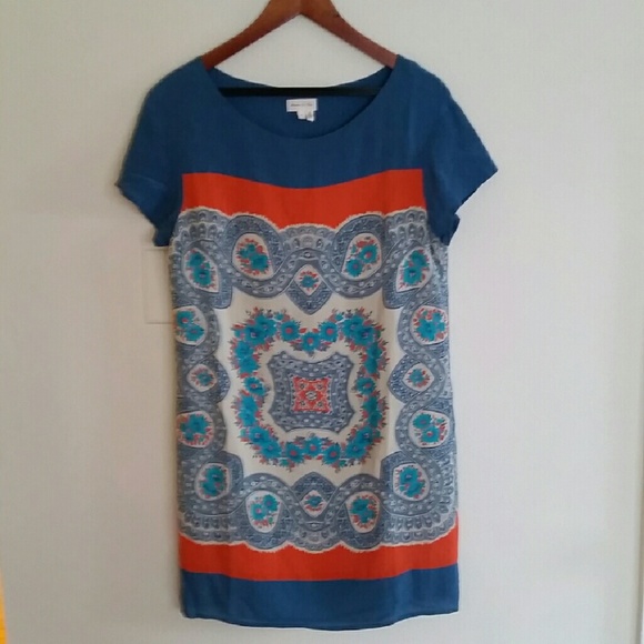 Anthropologie Blue and Orange Shift Dress