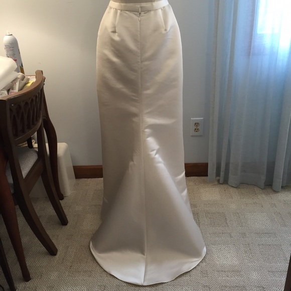 Silk satin wedding bridal skirt with chapel train.