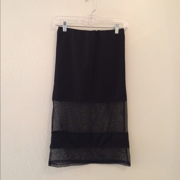 Black Mesh Paneled Skirt - Picture 2 of 4