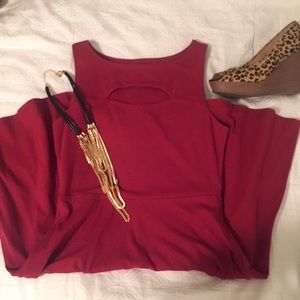 Xhiliration Red Cutout Flare Sundress