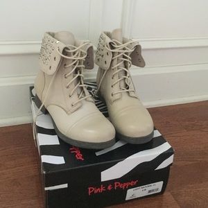 Pink and Pepper Combat Boots