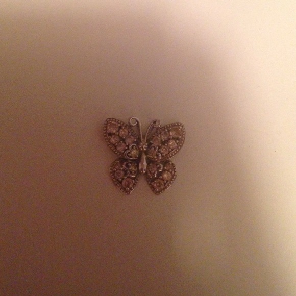 Silver and cz butterfly pendant