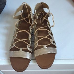 NWT Zara Flat Metallic Sandals