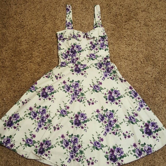 Purple & White Floral A-Line Dress - Picture 1 of 4