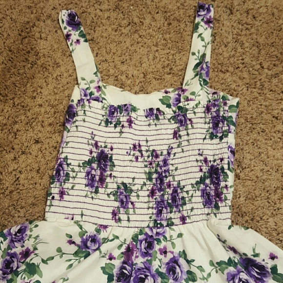 Purple & White Floral A-Line Dress - Picture 2 of 4