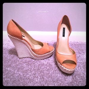 Rachel Zoe tan leather wedges size 8