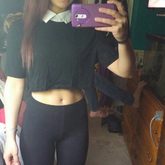Black Collared Crop top
