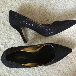 Black glitzy pump. 3 inch heel