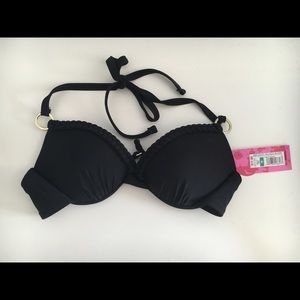 Black Halter Bikini Top with Braid Detail