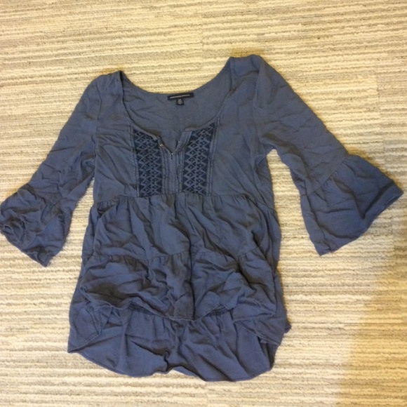 dusty blue 3/4 sleeve blouse