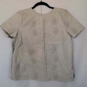 Ann Taylor Pleather Gray Short Sleeve Shirt