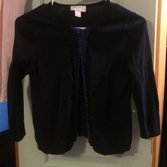 Navy cardigan with ruffle