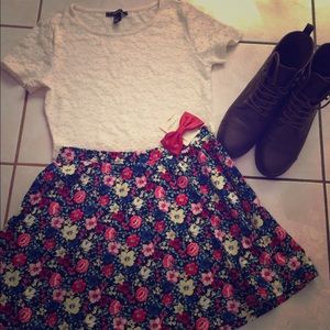 Lace crop top and floral skater skirt Bundle!