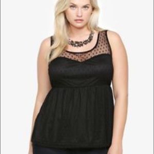 Torrid black mesh polka dot top!