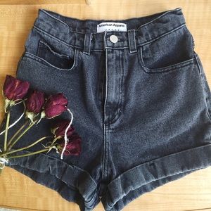 American Apparel High Waist Jean Short 25 Black