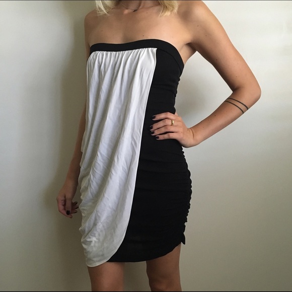 Jay Godfrey black & white strapless dress