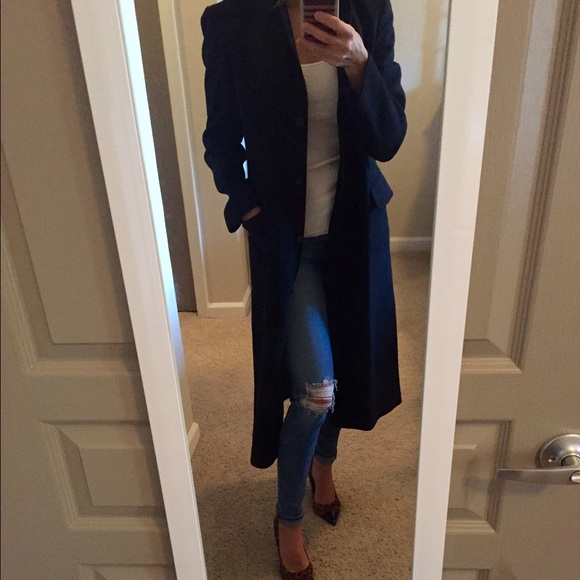 Banana Republic long black wool coat, size S