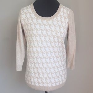 Cream and white houndstooth pattern sweater
