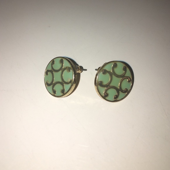 teal/gold earrings