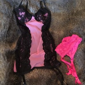 Lace garter belt and lingerie