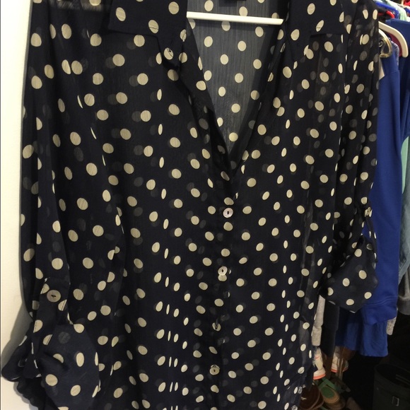 Sheer polka dot button down - Picture 2 of 4