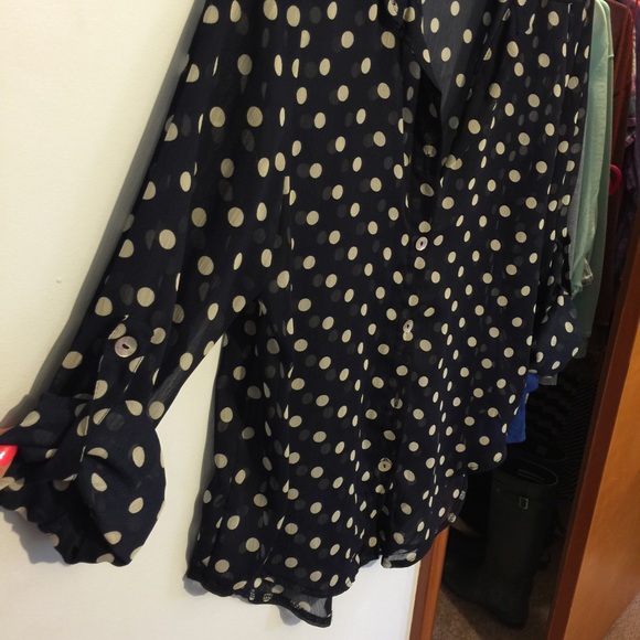 Sheer polka dot button down - Picture 3 of 4