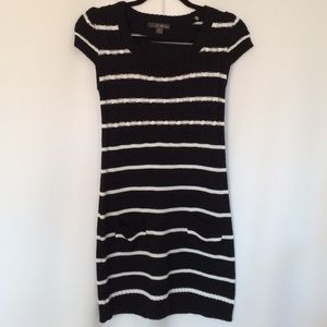 Striped Knit Short Sleeved Dress