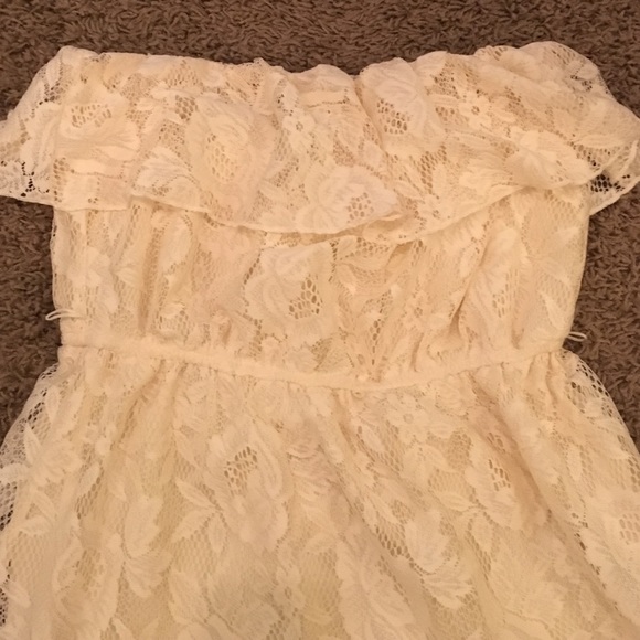 Cream Lace Strapless Dress