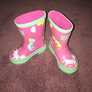 Cute pink and green Rain boots