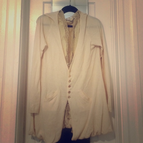 Classic anthropologie cream lace sweater