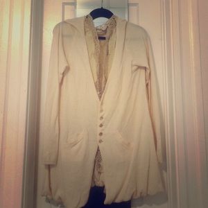 Classic anthropologie cream lace sweater