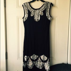 Black sequin flapper dress. Worn once. Size L