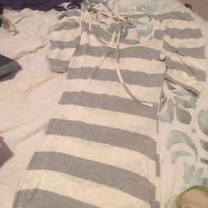 Long Striped Shirt with Low loose Back