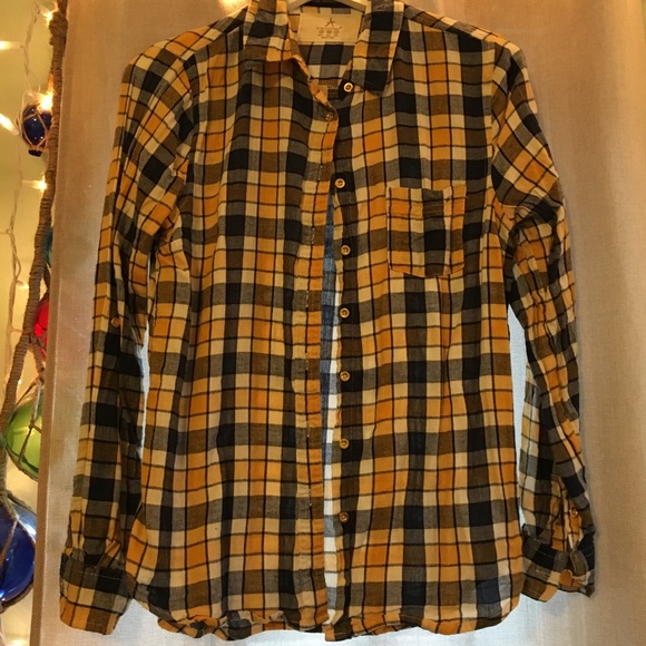 yellow & blue plaid flannel