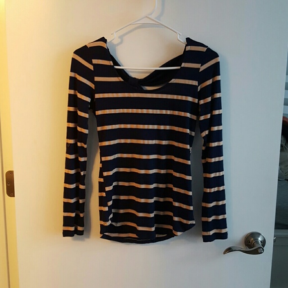 Stripped navy and beige long sleeve top