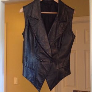 Black leather vest
