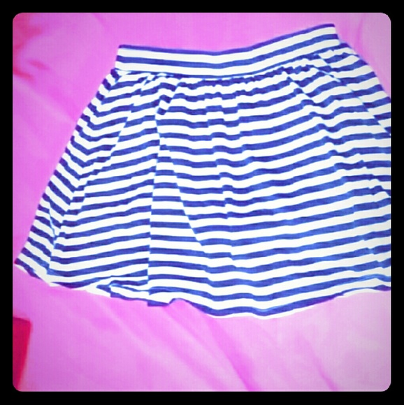 Blue and White Striped Skort