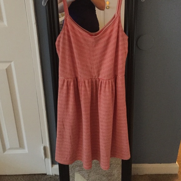 Coral and white stripe dress