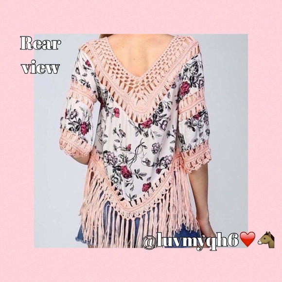 LAST ONE! π2XHPπFloral Fringe Top - Picture 3 of 3