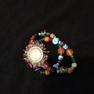 Chico's murano glass beaded bracelet watch.