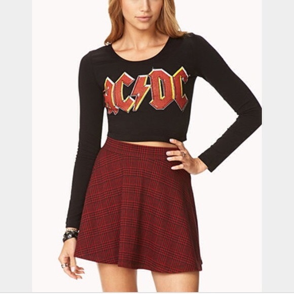 AC/DC Long Sleeve Crop Top