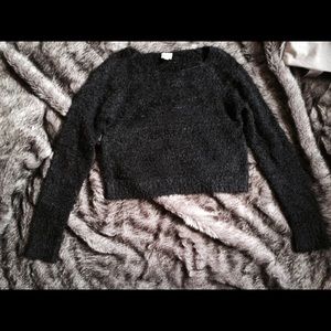 Black cropped fuzzy sweater