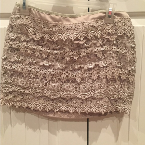 Khaki colored lace skirt