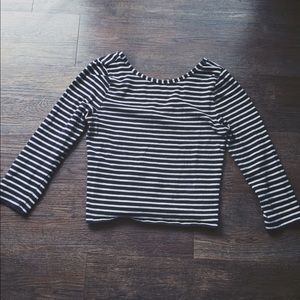 Striped 3/4 sleeved crop top