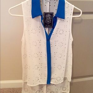 TCEC white and blue top, size S
