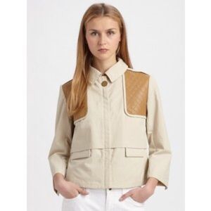 Tory Burch leather trim canvas jacket