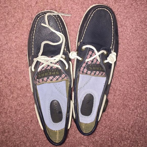 Sperry Topsiders - Navy with plaid sides