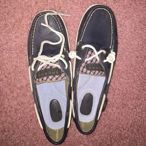 Sperry Topsiders - Navy with plaid sides