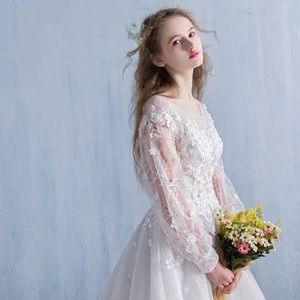 Romantic long sleeves wedding dress
