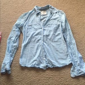 Blue and white striped button down